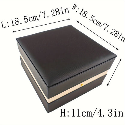 Boite à montre de luxe en bois noir avec intérieur en tissu.