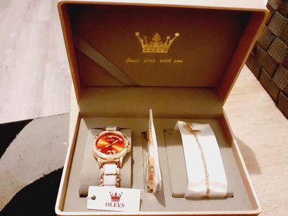 Montre mécanique auto pour femmes en céramique.