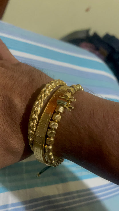 Ensemble de bracelets de luxe pour hommes roi royal couronne.