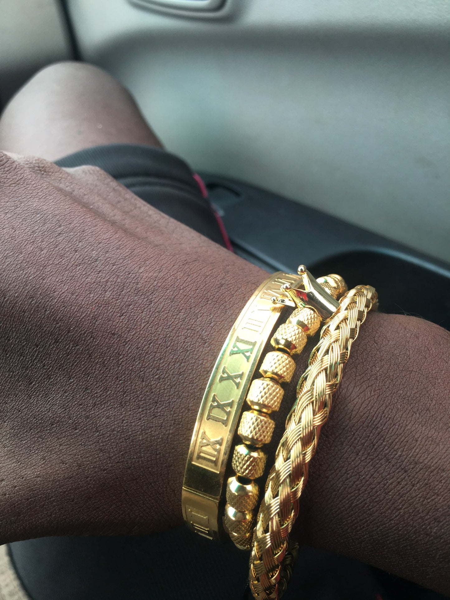Ensemble de bracelets de luxe pour hommes roi royal couronne.