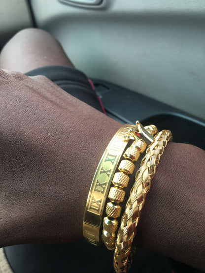 Ensemble de bracelets de luxe pour hommes roi royal couronne.