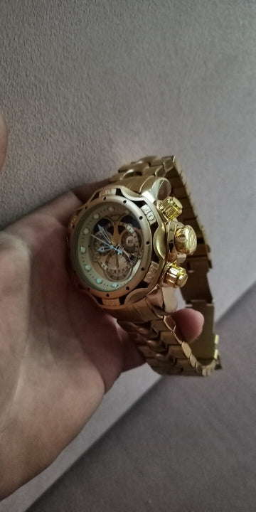 Montre de luxe en or 18 carats pour hommes étanche originale.