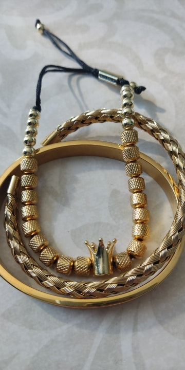 Ensemble de bracelets de luxe pour hommes roi royal couronne.