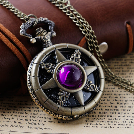 Montre de Poche à quartz rétro collier élégant.