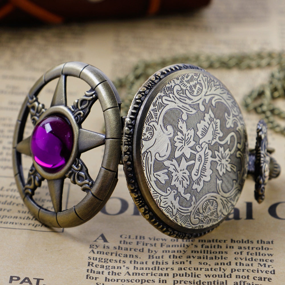 Montre de Poche à quartz rétro collier élégant.