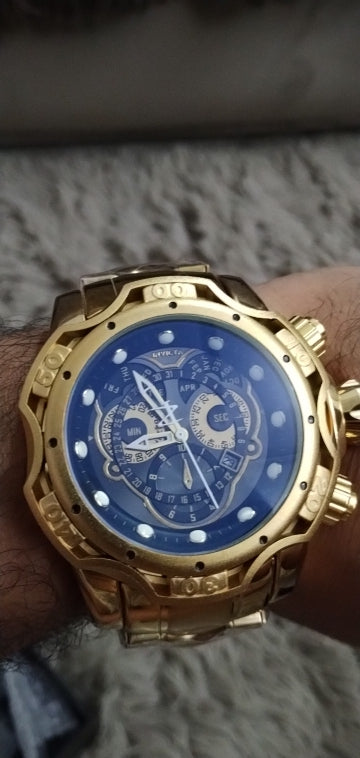 Montre de luxe en or 18 carats pour hommes étanche originale.