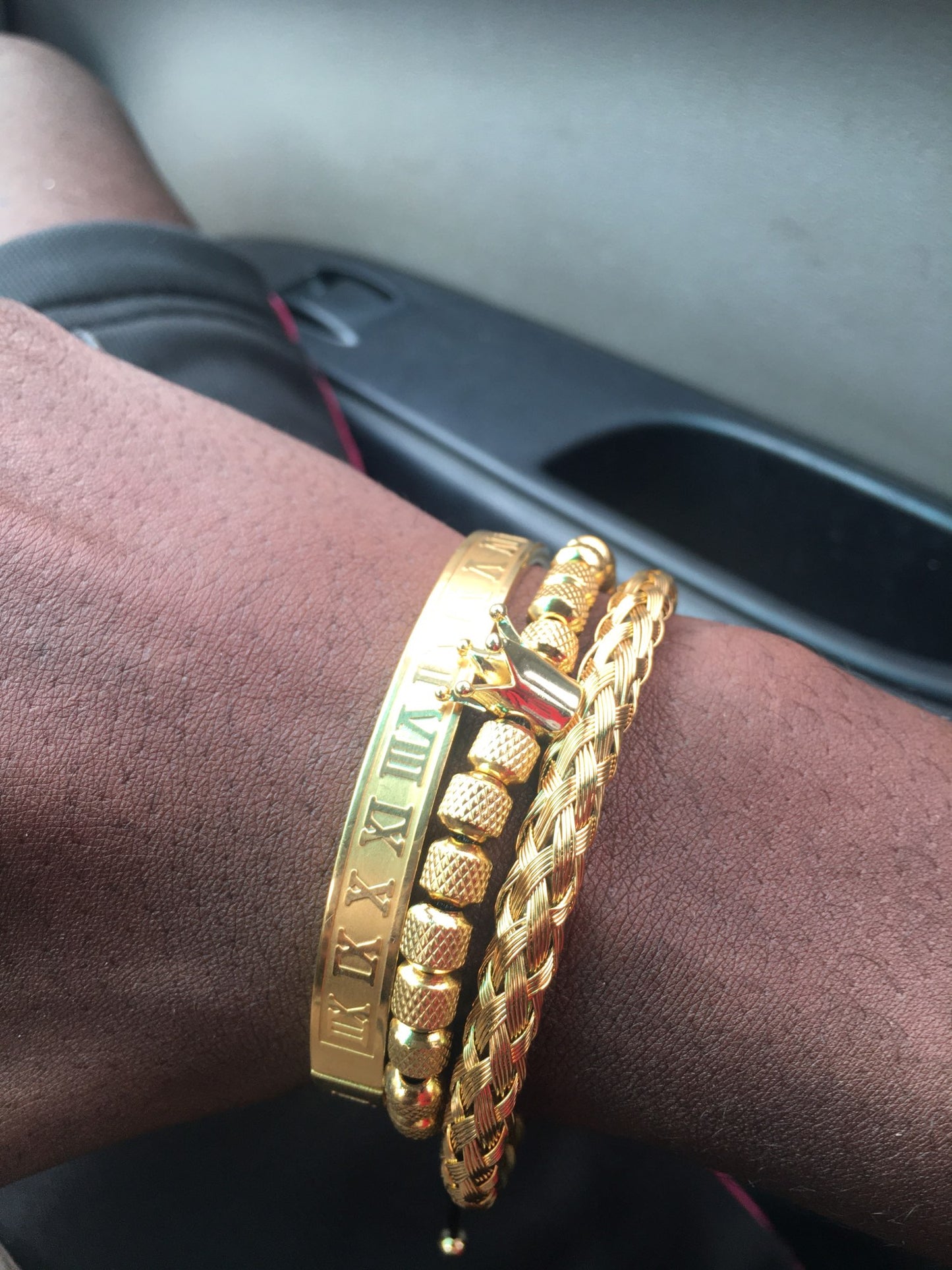 Ensemble de bracelets de luxe pour hommes roi royal couronne.