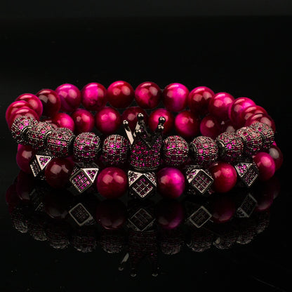 Bracelets en œil de tigre naturel pour hommes et femmes ensemble de 2 pièces.