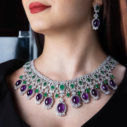 Ensemble de bijoux de luxe élégantes pour femmes en zircon CZ.