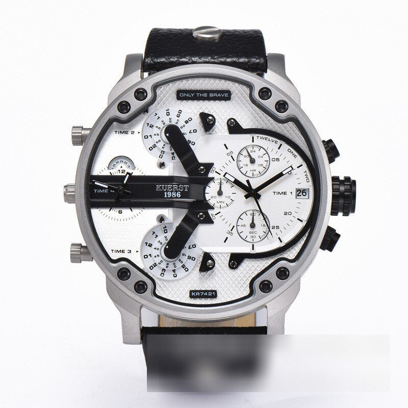 Montre luxe élégante pour hommes ronde bracelet en acier inoxydable.
