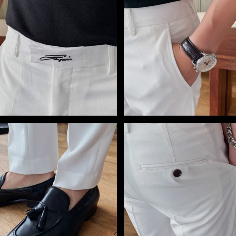 Pantalon de costume brodé pour homme, tenue d'affaires, décontracté.