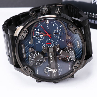 Montre luxe élégante pour hommes ronde bracelet en acier inoxydable.
