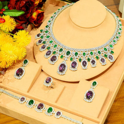 Ensemble de bijoux de luxe élégantes pour femmes en zircon CZ.