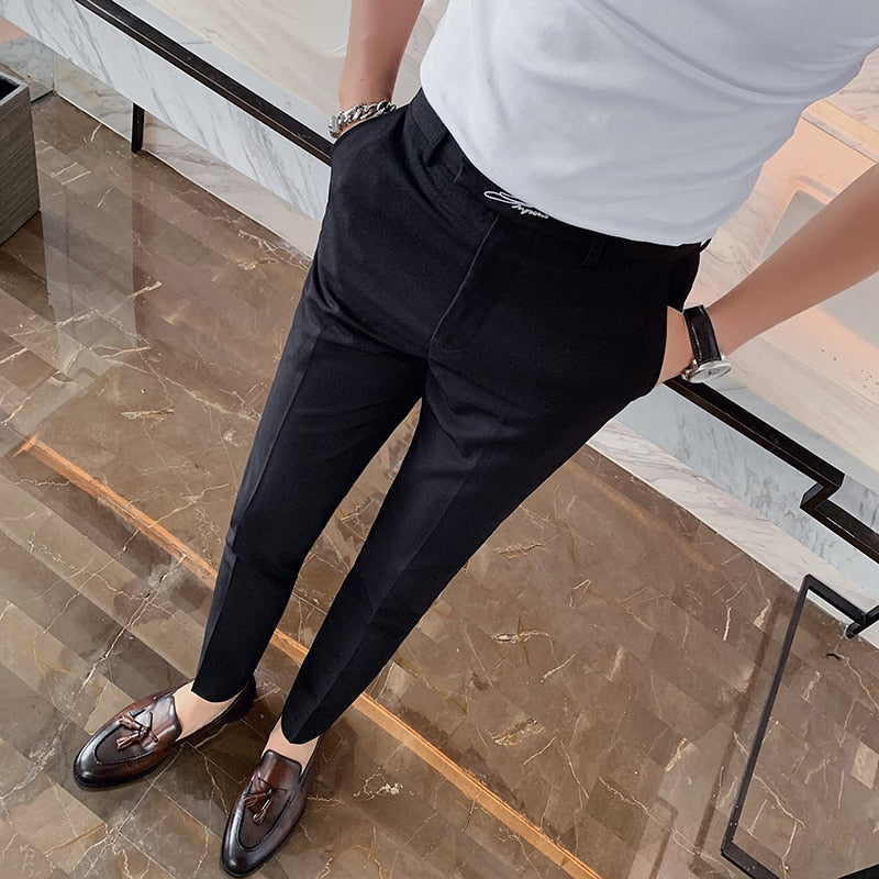 Pantalon de costume brodé pour homme, tenue d'affaires, décontracté.