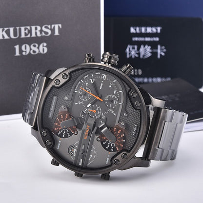 Montre luxe élégante pour hommes ronde bracelet en acier inoxydable.