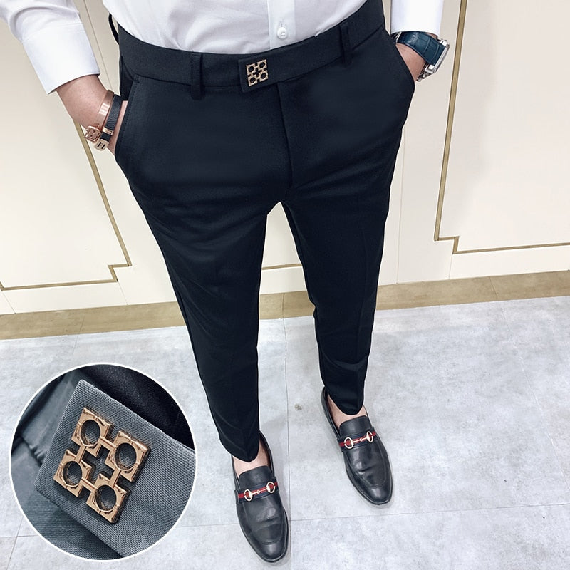 Pantalon Slim Fit pour hommes, pantalon décontracté, longueur de rinçage, haute qualité, printemps, 2022