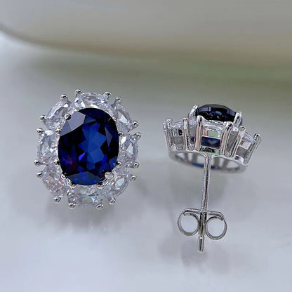 Boucles d'oreilles luxe élégantes pour femmes avec pierre saphir.