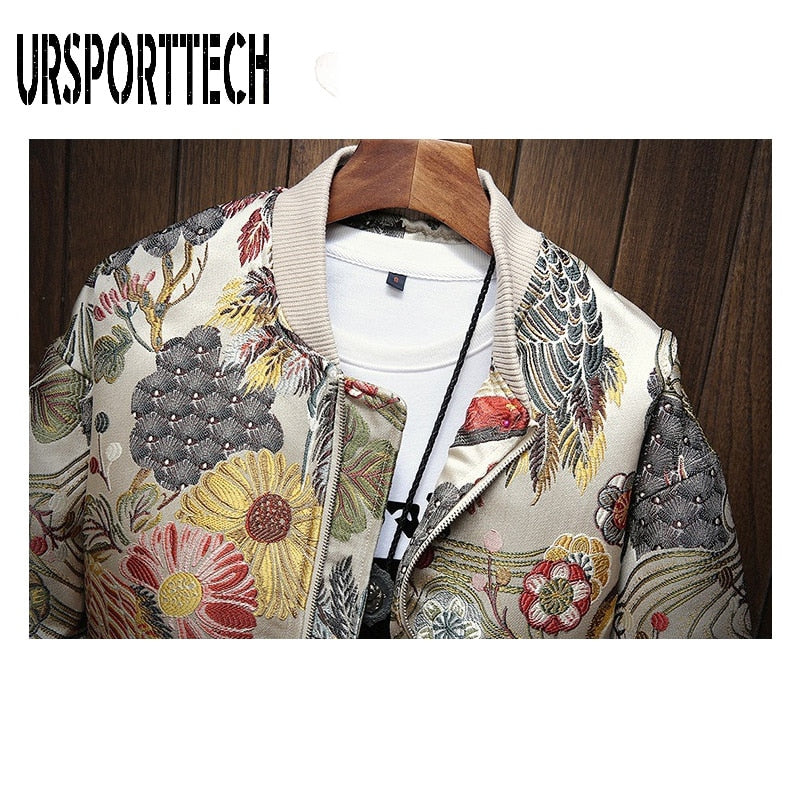 Veste Décontractée Hommes, veste Broderie Slim Fit Bomber,coupe-Vent.