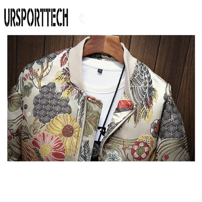 Veste Décontractée Hommes, veste Broderie Slim Fit Bomber,coupe-Vent.