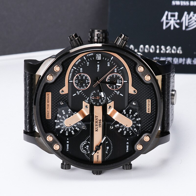 Montre luxe élégante pour hommes ronde bracelet en acier inoxydable.