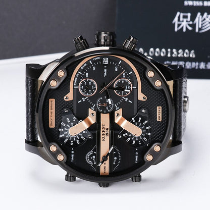 Montre luxe élégante pour hommes ronde bracelet en acier inoxydable.