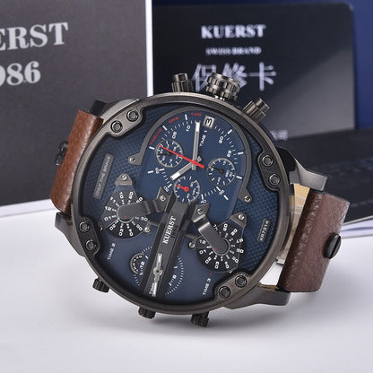 Montre luxe élégante pour hommes ronde bracelet en acier inoxydable.