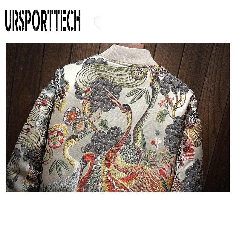 Veste Décontractée Hommes, veste Broderie Slim Fit Bomber,coupe-Vent.