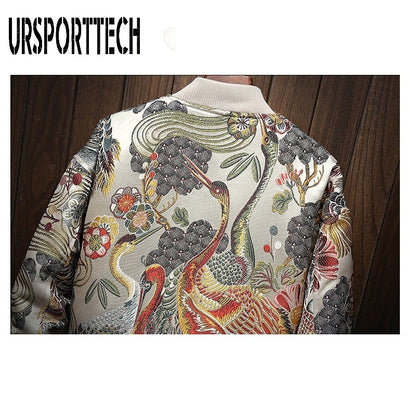 Veste Décontractée Hommes, veste Broderie Slim Fit Bomber,coupe-Vent.