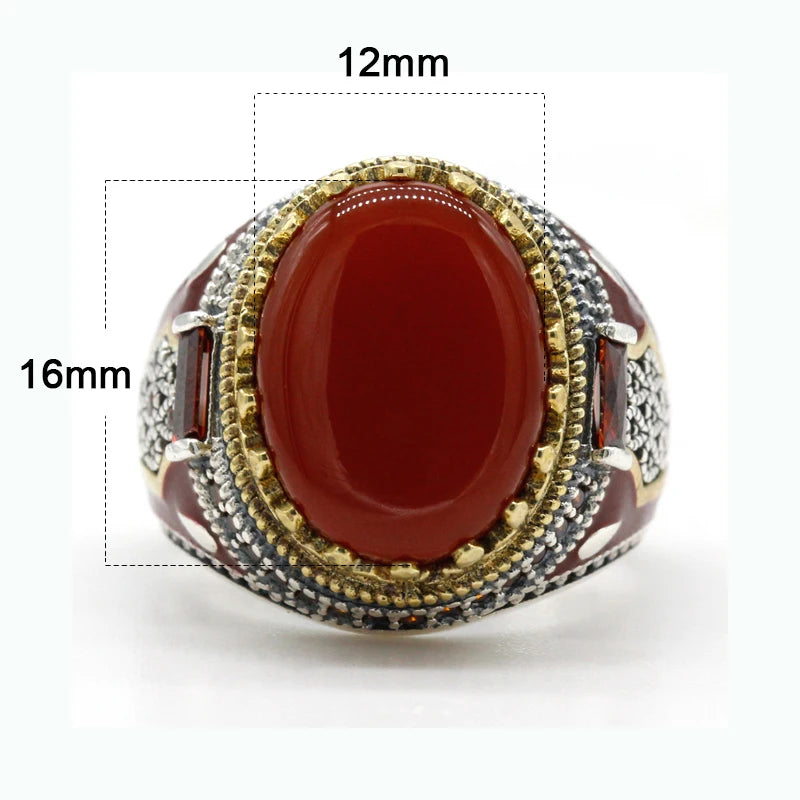 Bague homme argent 925 avec pierre Agate .
