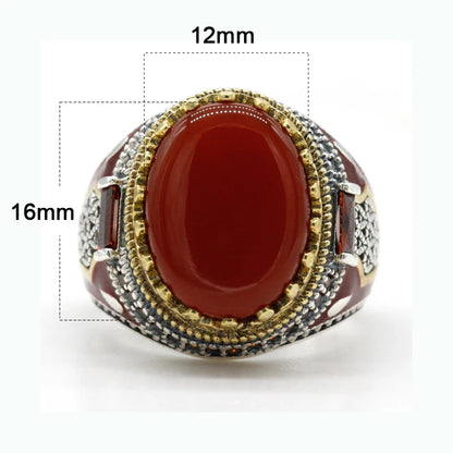 Bague homme argent 925 avec pierre Agate .