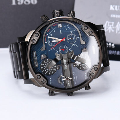 Montre luxe élégante pour hommes ronde bracelet en acier inoxydable.