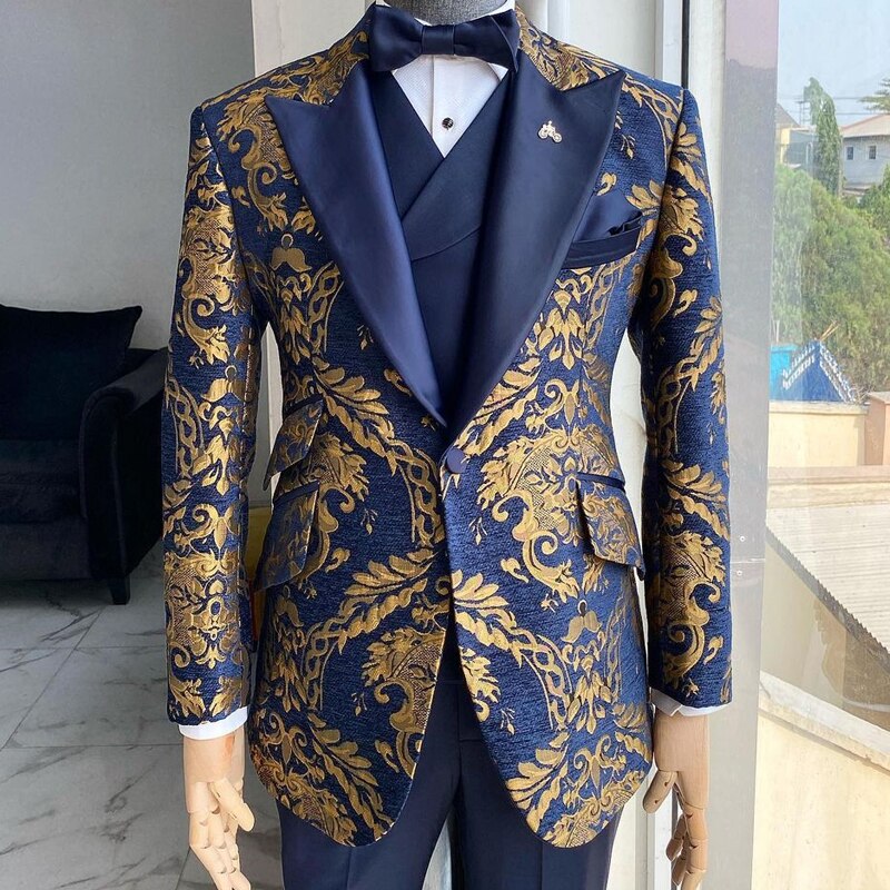Costumes luxe pour Hommes Mariage Slim Fit Bleu Marine.