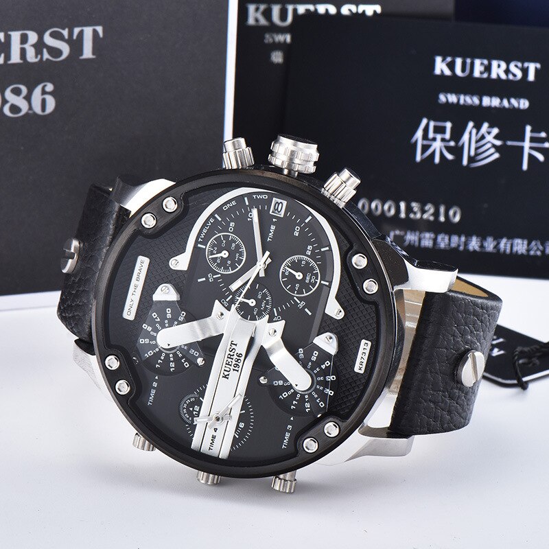 Montre luxe élégante pour hommes ronde bracelet en acier inoxydable.
