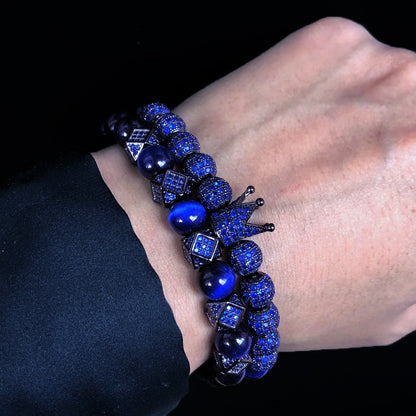 Bracelets en œil de tigre naturel pour hommes et femmes ensemble de 2 pièces.