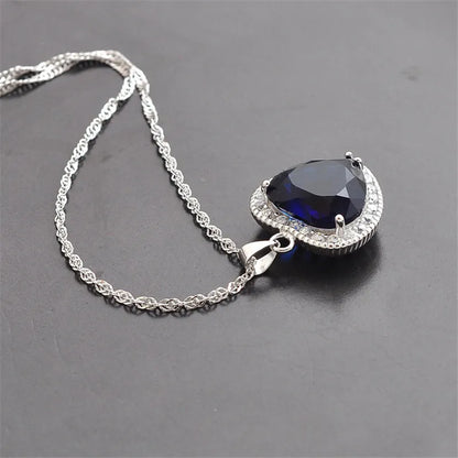 Collier pendentif coeur saphir diamant pour femmes véritable argent 925
