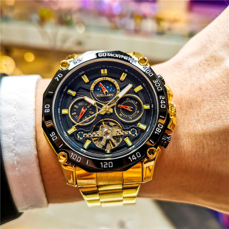 Montre mécanique automatique pour hommes remontage automatique.