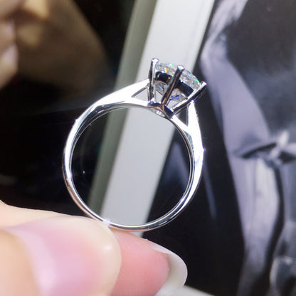 Bague de fiançailles Style Classique en Moissanite et Argent Sterling 925.