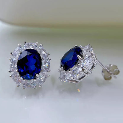 Boucles d'oreilles luxe élégantes pour femmes avec pierre saphir.