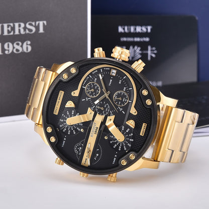 Montre luxe élégante pour hommes ronde bracelet en acier inoxydable.