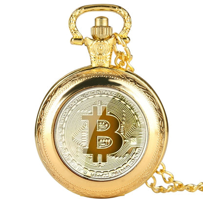 Montre de poche à quartz rétro plaquée fongique Bitcoin.
