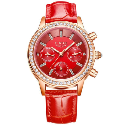 Montre élégante de luxe femmes montres loisirs mode cuir quartz dames.