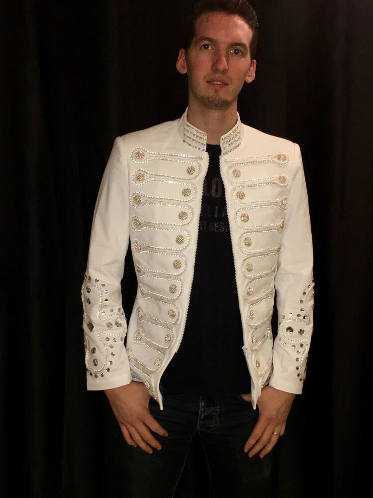 Veste Punk élégante luxure blanche de Style Anglais.