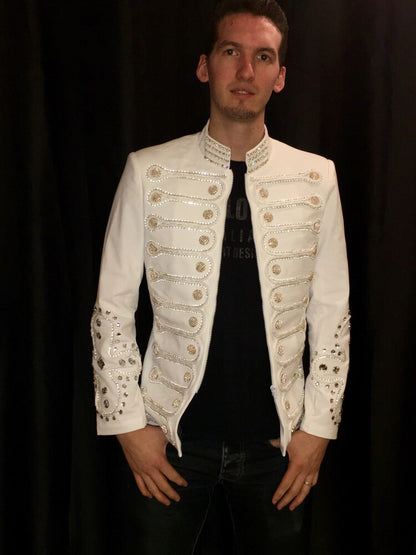 Veste Punk élégante luxure blanche de Style Anglais.