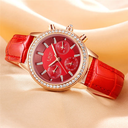 Montre élégante de luxe femmes montres loisirs mode cuir quartz dames.