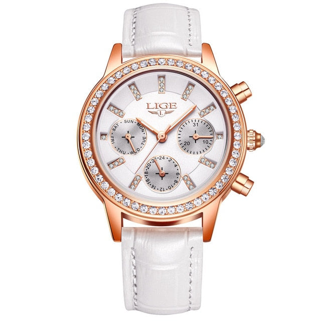 Montre élégante de luxe femmes montres loisirs mode cuir quartz dames.