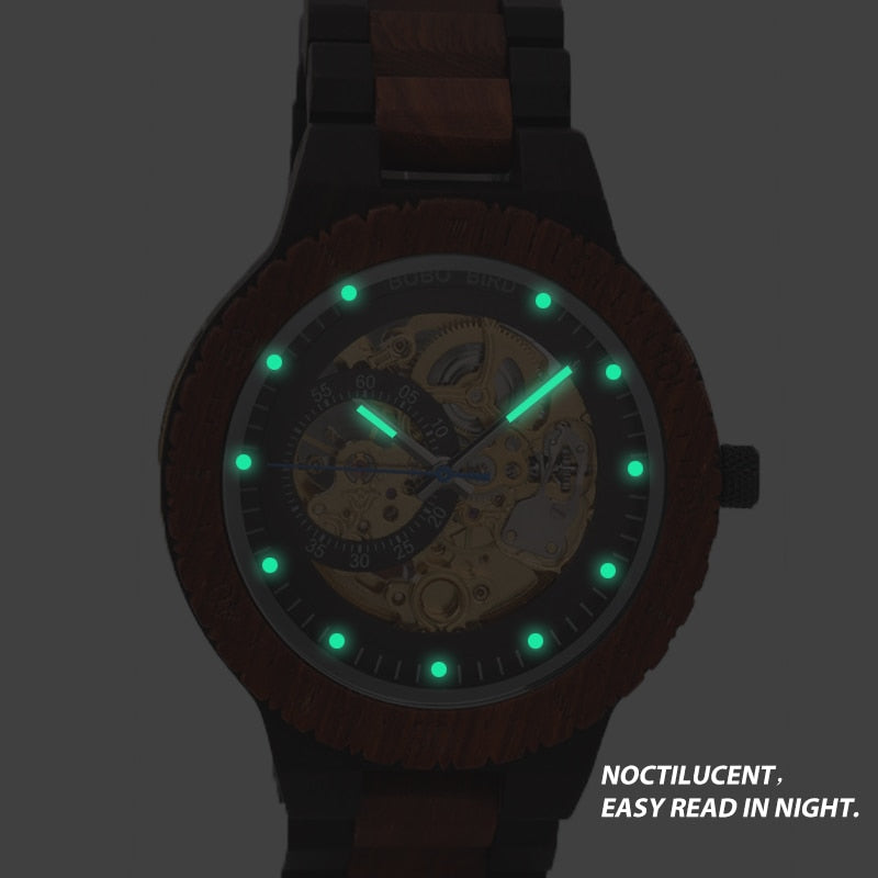montre mécanique en bois pour hommes grande marque de luxe.