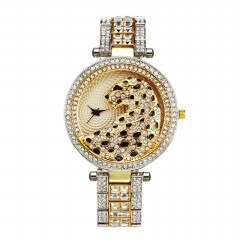 Montre tigre luxe élégante pour femmes étanche antichoc dorée.