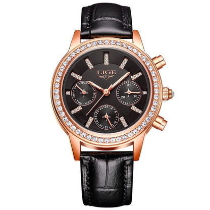 Montre élégante de luxe femmes montres loisirs mode cuir quartz dames.