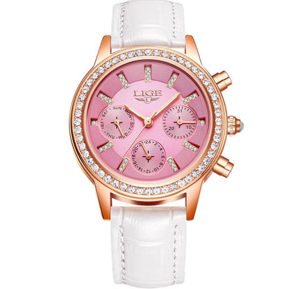 Montre élégante de luxe femmes montres loisirs mode cuir quartz dames.