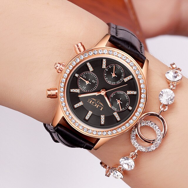 Montre élégante de luxe femmes montres loisirs mode cuir quartz dames.
